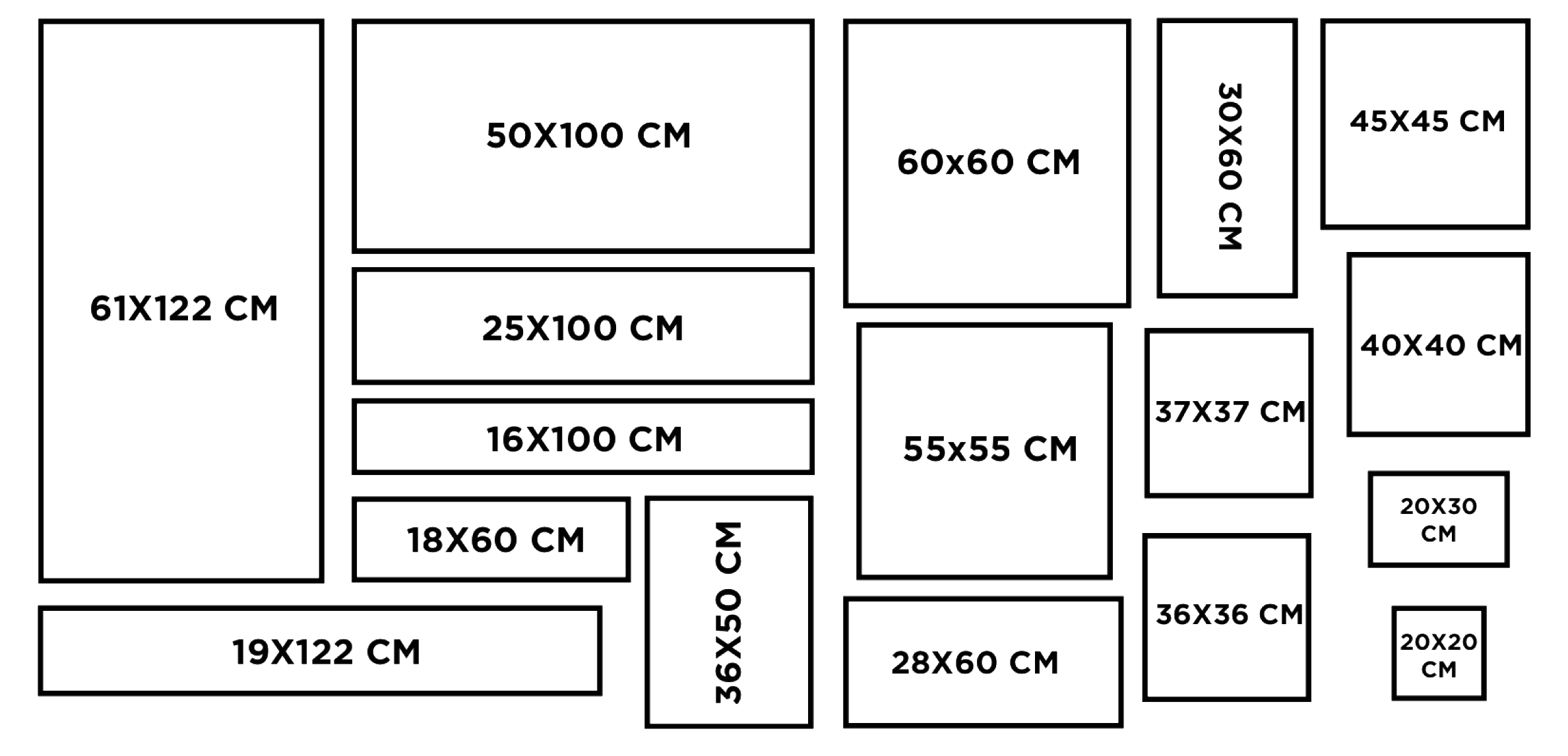 Tabla de formatos de ceramicas